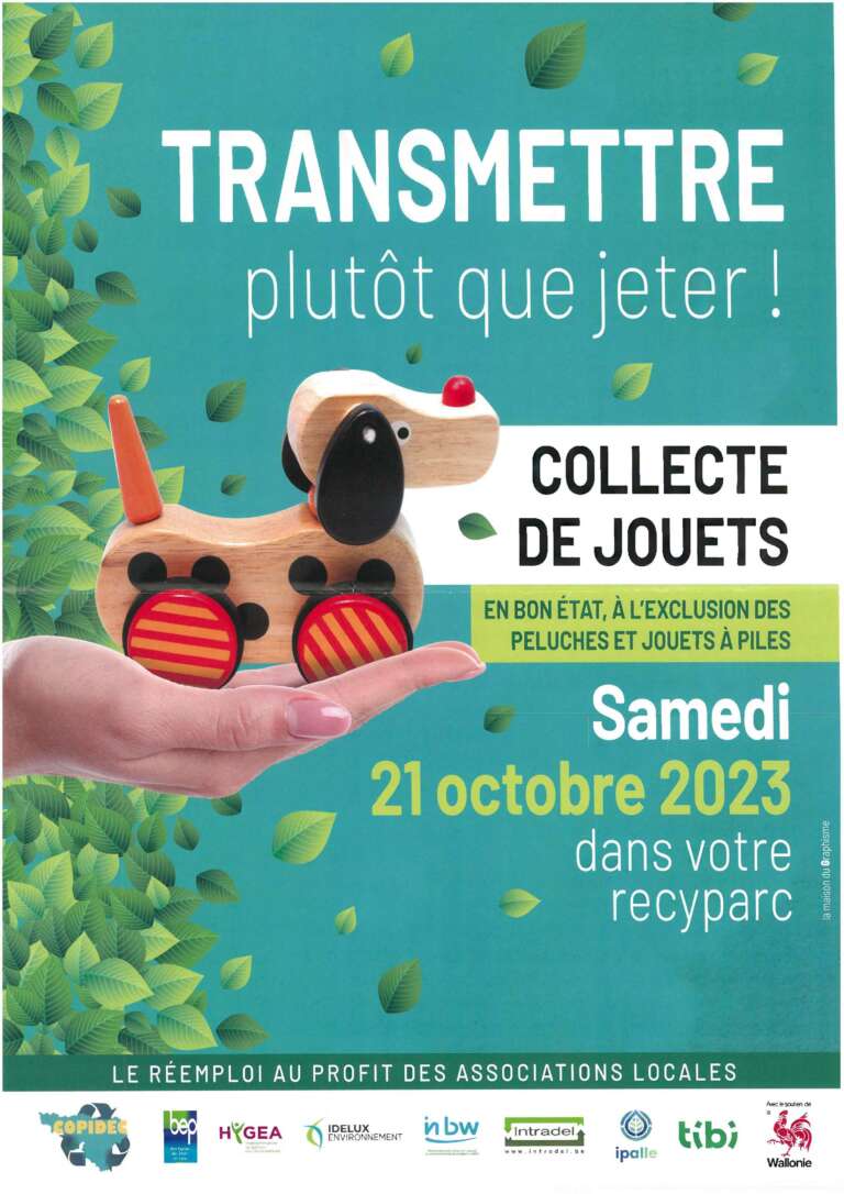 Opération de collecte de jouets en bon état au sein des recyparcs wallons