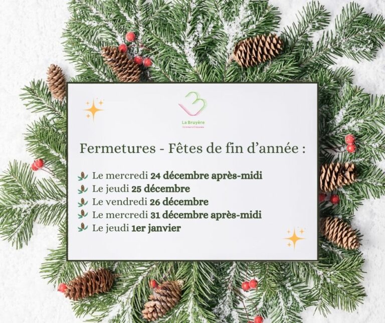 Fermetures – Fêtes de fin d&rsquo;année