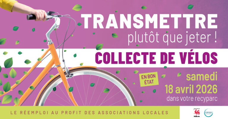Collecte de vélos dans les recyparcs – Samedi 18 avril 2026