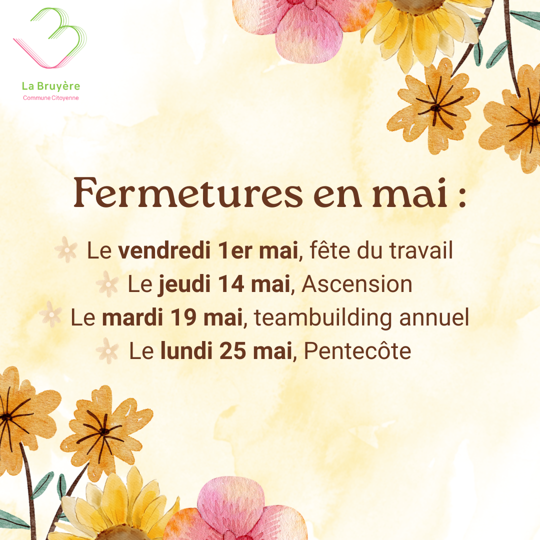 Fermetures de l&rsquo;Administration communale courant du mois de mai