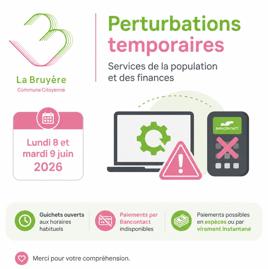 Perturbations temporaires – Services de la population et des finances